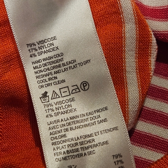Tommy Bahama Women Small Pink Orange White Striped Preppy Lightweight Sweater - Picture 4 of 5